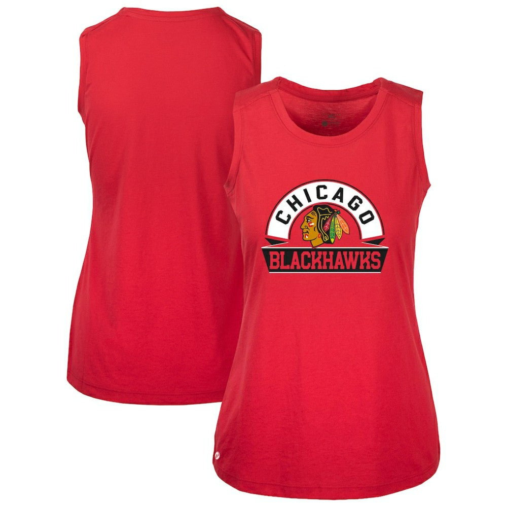 Chicago Blackhawks Levelwear Women's Macy Banner Arch Tank Top - Red | NHL Clearance