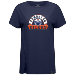 Edmonton Oilers Levelwear Women's Influx Banner Arch T-Shirt - Navy | NHL Lifestyle