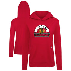 Chicago Blackhawks Levelwear Women's Relay Banner Arch Pullover Hoodie - Red | NHL near me