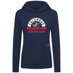 Columbus Blue Jackets Levelwear Women's Relay Banner Arch Pullover Hoodie - Navy | NHL on sale