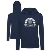Winnipeg Jets Levelwear Women's Relay Banner Arch Pullover Hoodie - Navy | NHL Lifestyle
