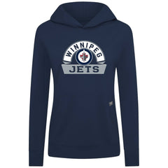 Winnipeg Jets Levelwear Women's Relay Banner Arch Pullover Hoodie - Navy | NHL Lifestyle