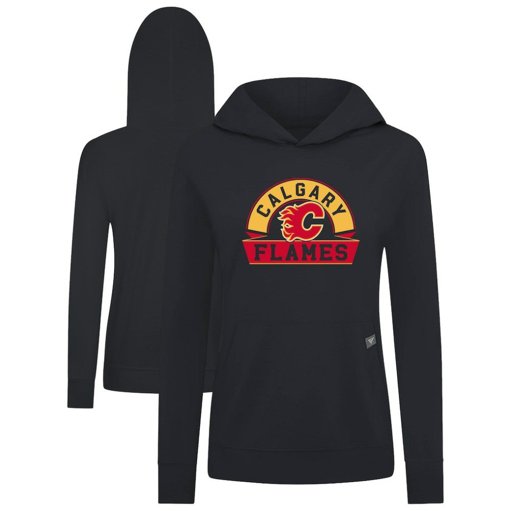 Calgary Flames Levelwear Women's Relay Banner Arch Pullover Hoodie - Black | NHL online