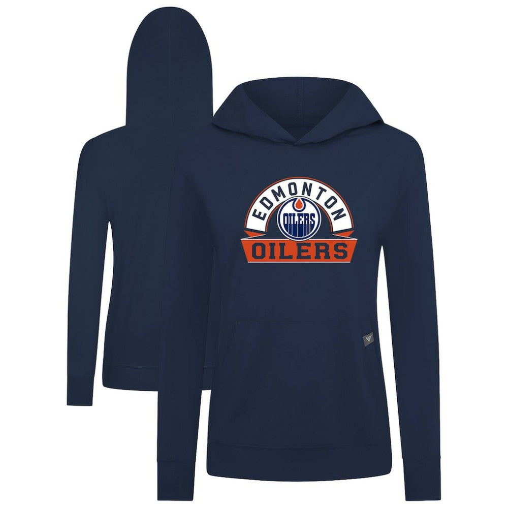 Edmonton Oilers Levelwear Women's Relay Banner Arch Pullover Hoodie - Navy | NHL sale