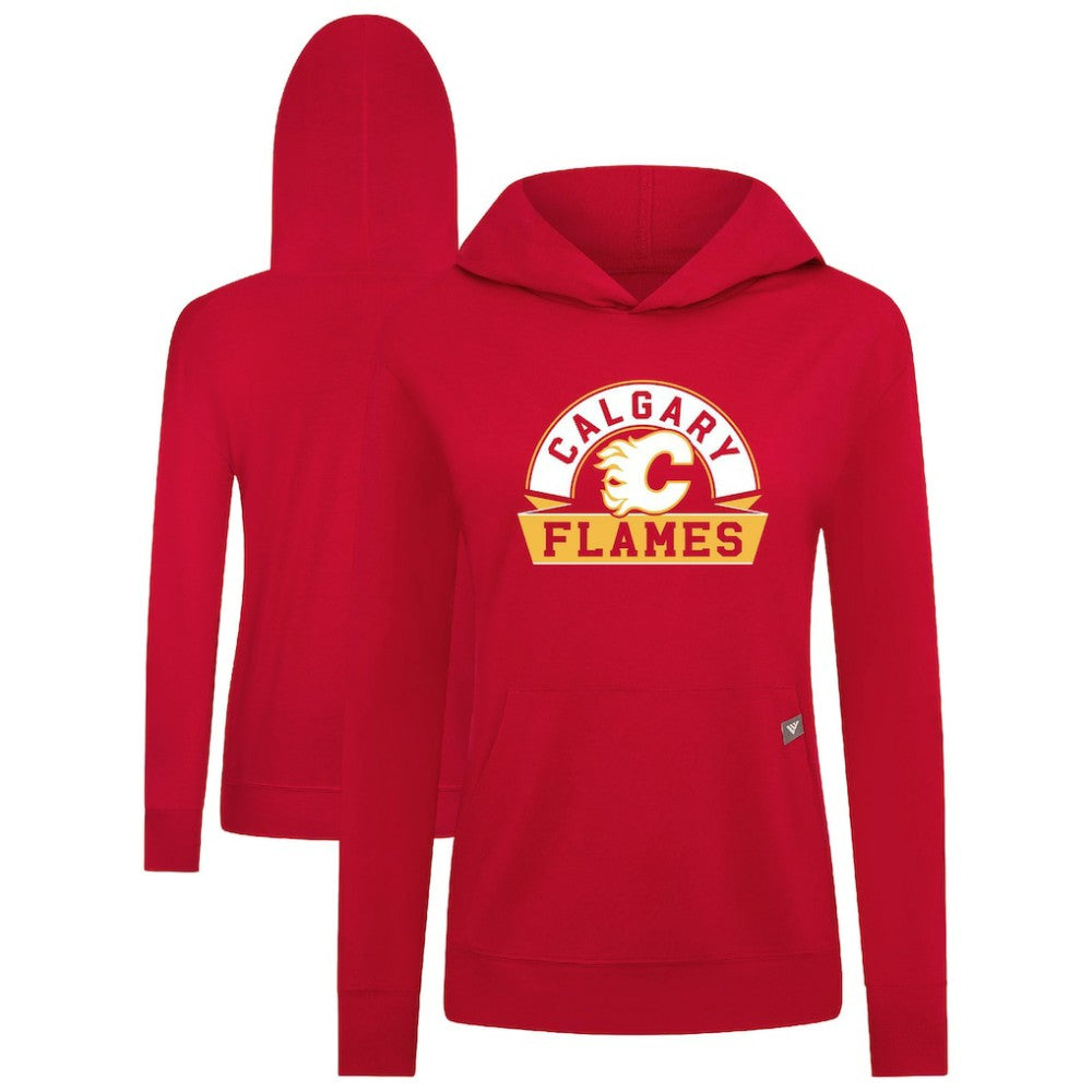Calgary Flames Levelwear Women's Relay Banner Arch Pullover Hoodie - Red | NHL online