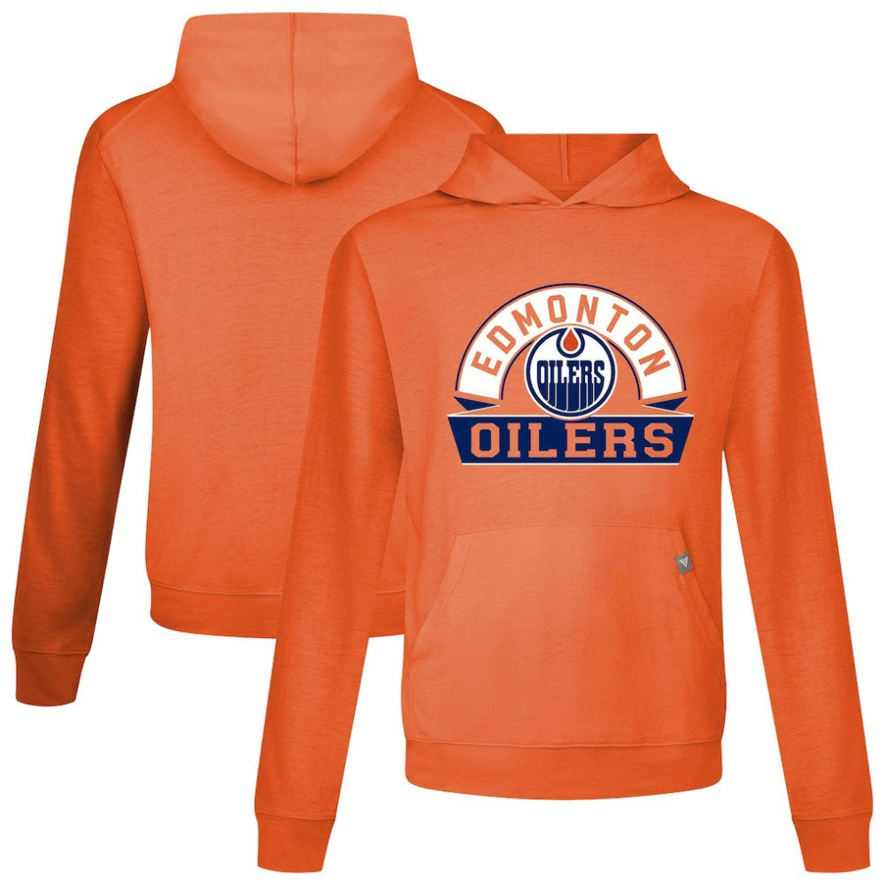 Edmonton Oilers Levelwear Relay Banner Arch Pullover Hoodie - Orange | NHL Clearance