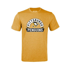 Pittsburgh Penguins Levelwear Youth Little Richmond Banner Arch T-Shirt - Gold | NHL Clearance