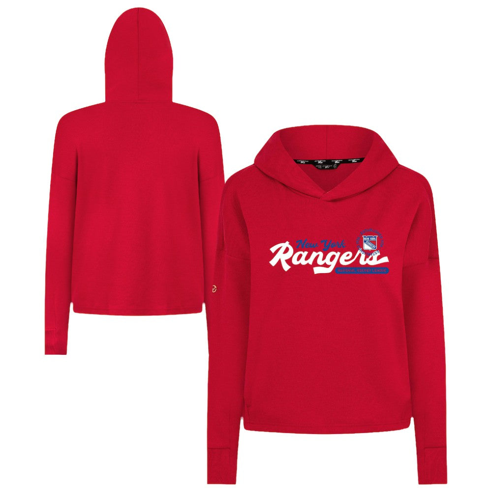 New York Rangers Levelwear Women's Sweet Monument Tri-Blend Cropped Pullover Hoodie - Red | NHL sale