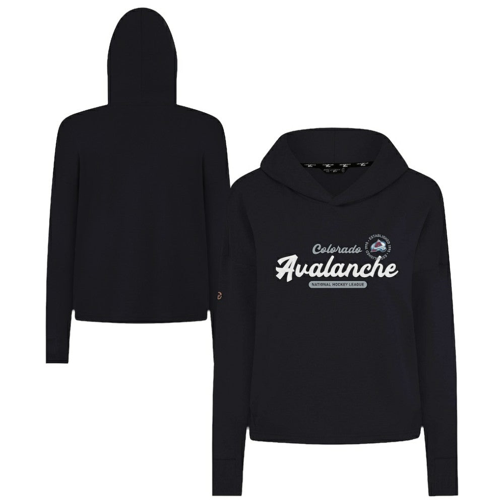 Colorado Avalanche Levelwear Women's Sweet Monument Tri-Blend Cropped Pullover Hoodie - Black | NHL Lifestyle