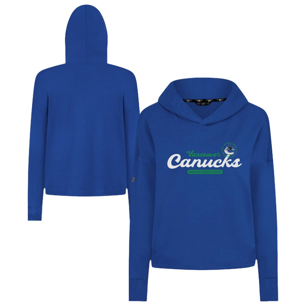 Vancouver Canucks Levelwear Women's Sweet Monument Tri-Blend Cropped Pullover Hoodie - Royal | NHL Clearance