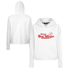 Detroit Red Wings Levelwear Women's Sweet Monument Tri-Blend Cropped Pullover Hoodie - White | NHL Clearance