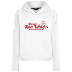 Detroit Red Wings Levelwear Women's Sweet Monument Tri-Blend Cropped Pullover Hoodie - White | NHL Clearance