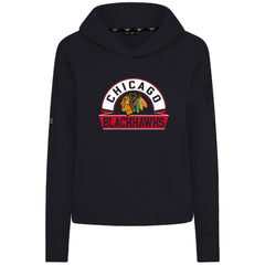 Chicago Blackhawks Levelwear Women's Sweet Banner Arch Tri-Blend Cropped Pullover Hoodie - Black | NHL discount