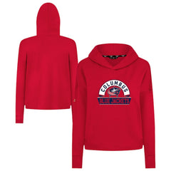 Columbus Blue Jackets Levelwear Women's Sweet Banner Arch Tri-Blend Cropped Pullover Hoodie - Red | NHL discount