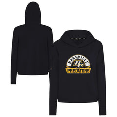 Nashville Predators Levelwear Women's Sweet Banner Arch Tri-Blend Cropped Pullover Hoodie - Black | NHL near me