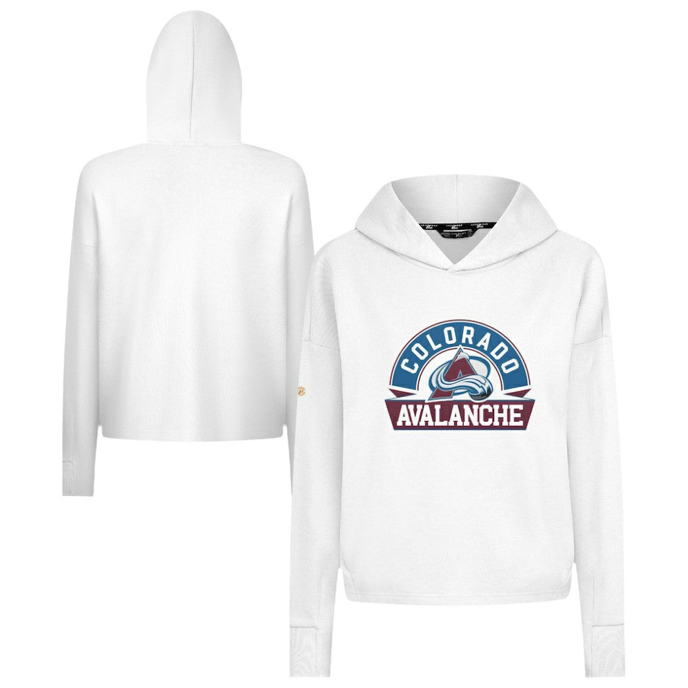 Colorado Avalanche Levelwear Women's Sweet Banner Arch Tri-Blend Cropped Pullover Hoodie - White | NHL online