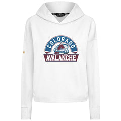 Colorado Avalanche Levelwear Women's Sweet Banner Arch Tri-Blend Cropped Pullover Hoodie - White | NHL online