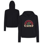 Minnesota Wild Levelwear Women's Sweet Banner Arch Tri-Blend Cropped Pullover Hoodie - Black | NHL Clearance