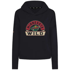 Minnesota Wild Levelwear Women's Sweet Banner Arch Tri-Blend Cropped Pullover Hoodie - Black | NHL Clearance