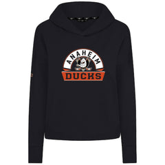 Anaheim Ducks Levelwear Women's Sweet Banner Arch Tri-Blend Cropped Pullover Hoodie - Black | NHL Lifestyle