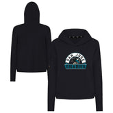 San Jose Sharks Levelwear Women's Sweet Banner Arch Tri-Blend Cropped Pullover Hoodie - Black | NHL Clearance