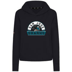 San Jose Sharks Levelwear Women's Sweet Banner Arch Tri-Blend Cropped Pullover Hoodie - Black | NHL Clearance