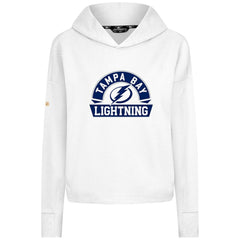Tampa Bay Lightning Levelwear Women's Sweet Banner Arch Tri-Blend Cropped Pullover Hoodie - White | NHL Clearance