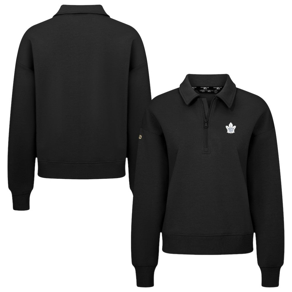Toronto Maple Leafs Levelwear Women's Canmore Quarter-Zip Pullover - Black | NHL Clearance