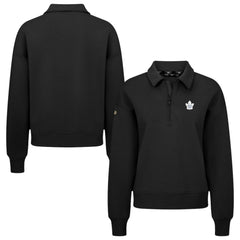 Toronto Maple Leafs Levelwear Women's Canmore Quarter-Zip Pullover - Black | NHL Clearance