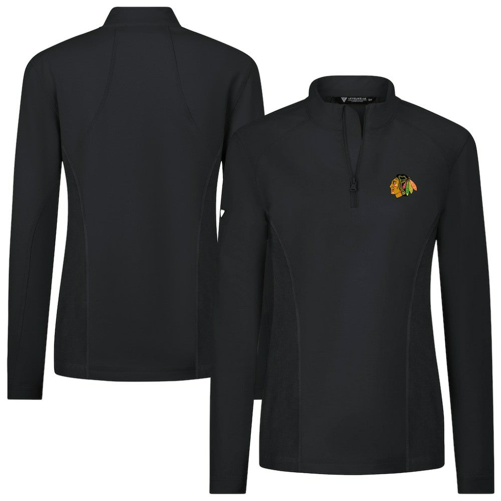 Chicago Blackhawks Levelwear Women's Upright Quarter-Zip Pullover - Black | NHL near me