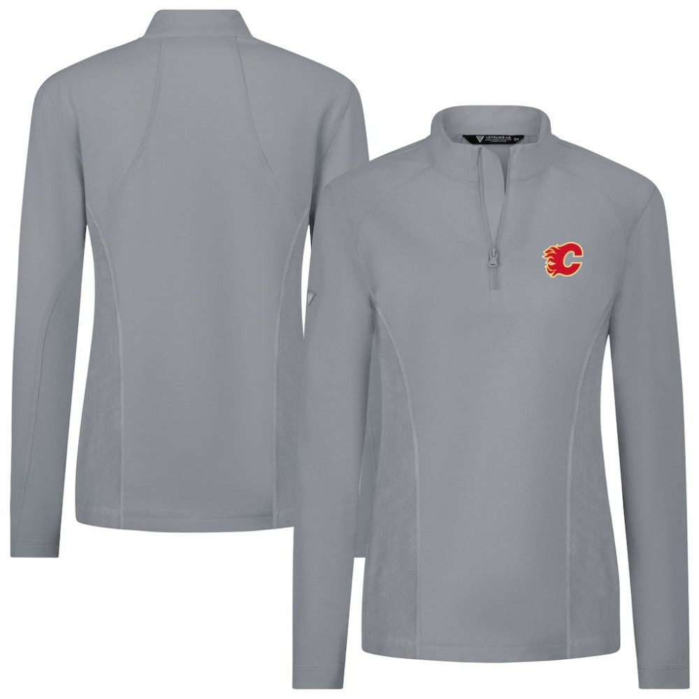 Calgary Flames Levelwear Women's Upright Quarter-Zip Pullover - Gray | NHL Clearance