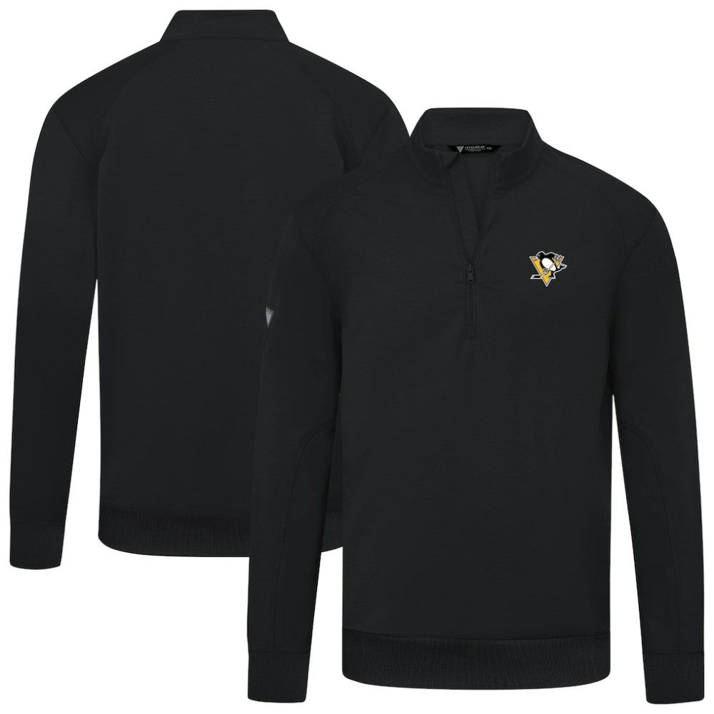 Pittsburgh Penguins Levelwear Upright Tri-Blend Quarter-Zip Pullover - Black | NHL Clearance