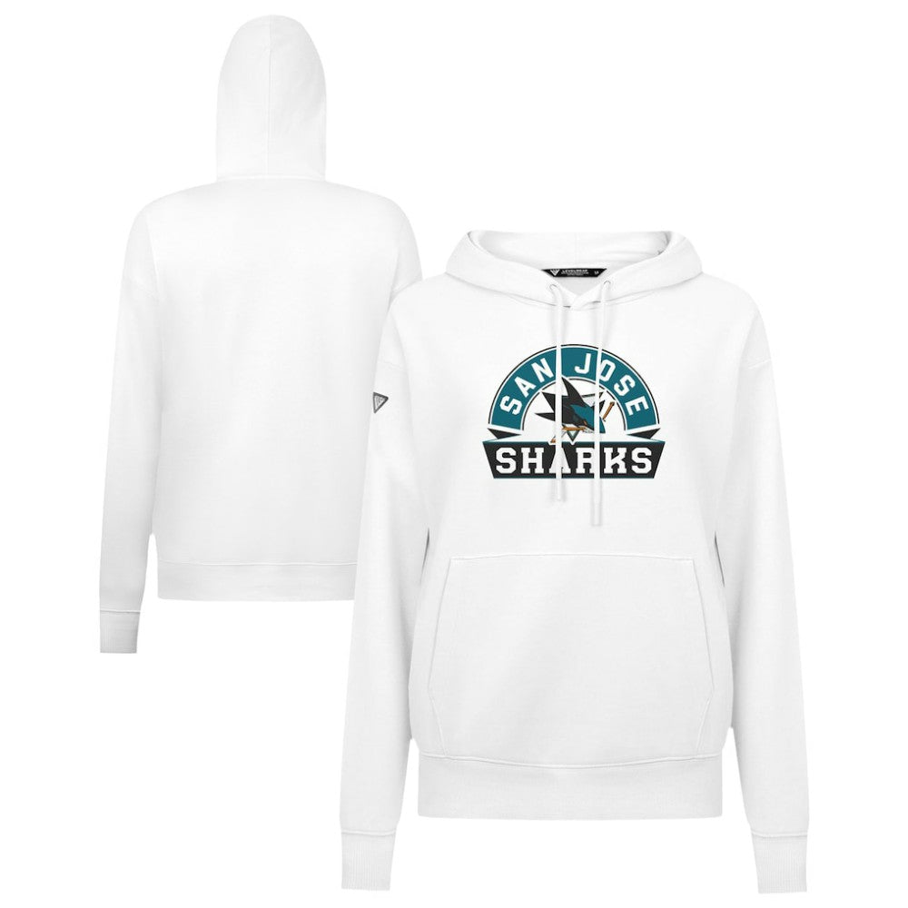 San Jose Sharks Levelwear Women's Adorn Banner Arch Pullover Hoodie - White | NHL on sale