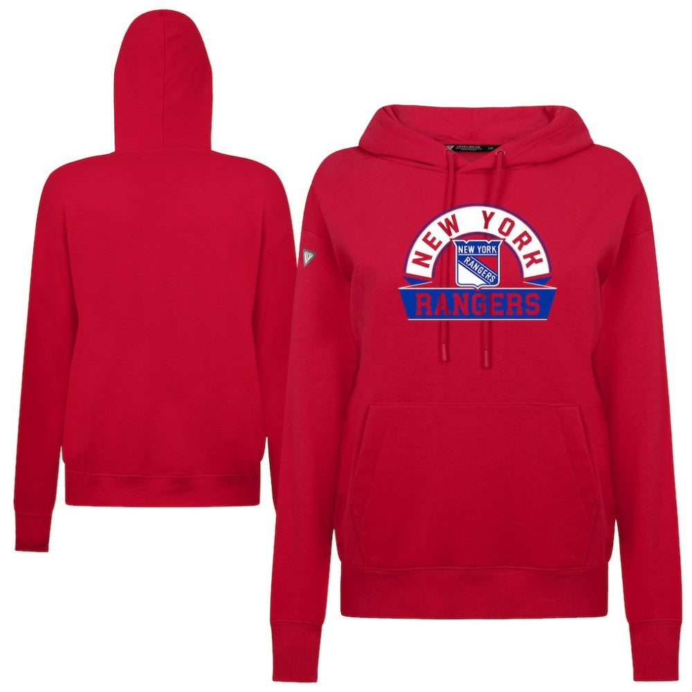 New York Rangers Levelwear Women's Adorn Banner Arch Pullover Hoodie - Red | NHL on sale