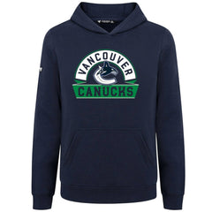 Vancouver Canucks Levelwear Youth Podium Banner Arch Pullover Hoodie - Navy | NHL Clearance
