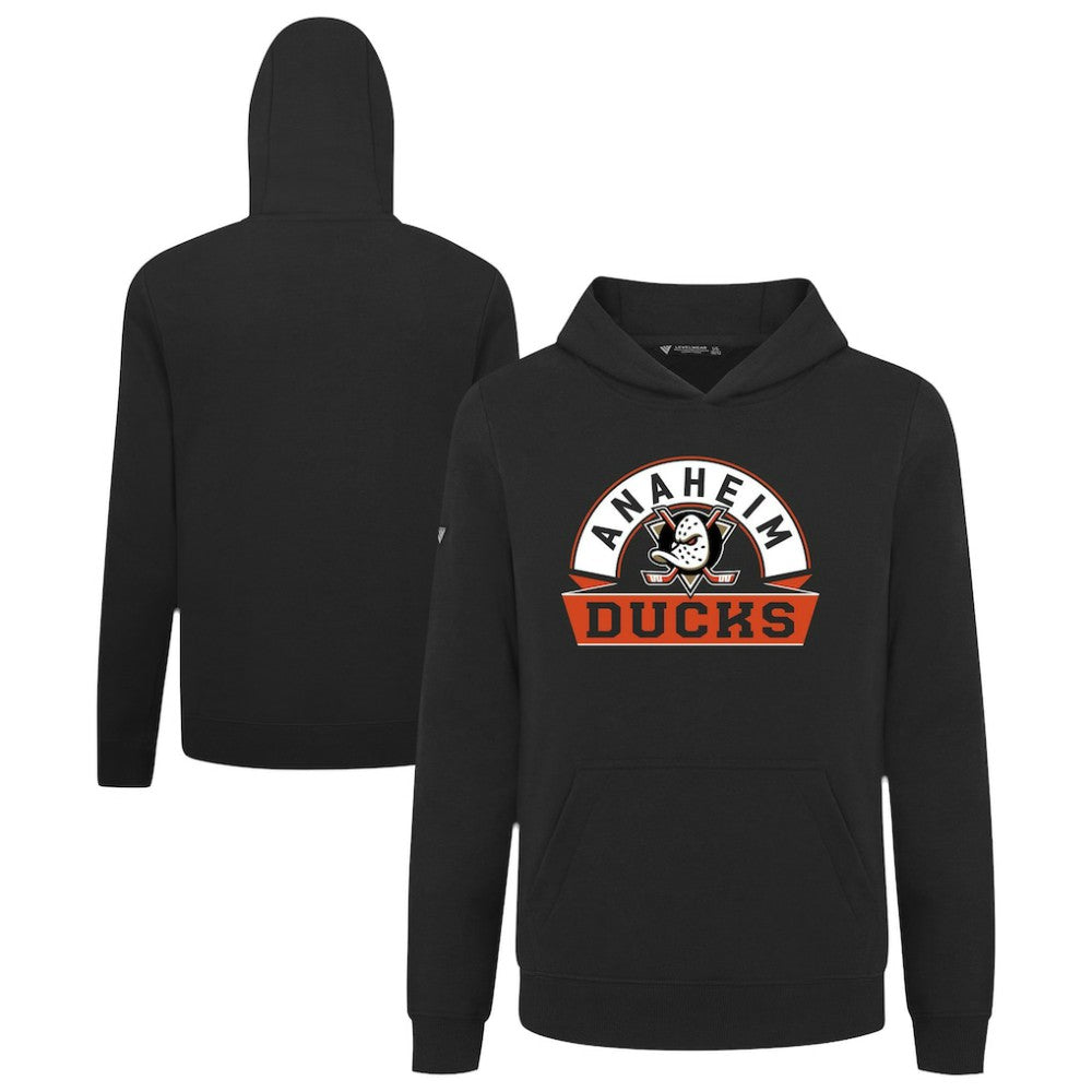 Anaheim Ducks Levelwear Youth Podium Banner Arch Pullover Hoodie - Black | NHL discount