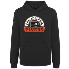 Philadelphia Flyers Levelwear Youth Podium Banner Arch Pullover Hoodie - Black | NHL Clearance