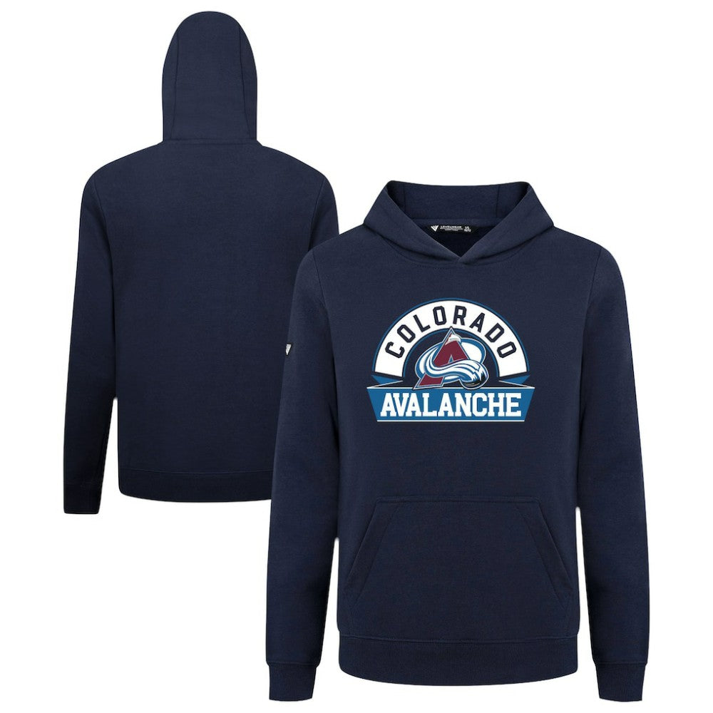 Colorado Avalanche Levelwear Youth Podium Banner Arch Pullover Hoodie - Navy | NHL Lifestyle