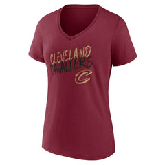 Cleveland Cavaliers Women's Hustle Custom V-Neck T-Shirt Wine