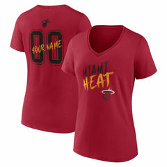 Miami Heat Women's Hustle Custom V-Neck T-Shirt Red
