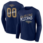 New Orleans Pelicans Hustle Custom Long Sleeve T-Shirt Navy
