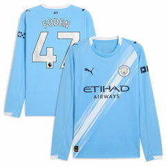 Puma - Phil Foden Manchester City 2025/26 Home Replica Long Sleeve Player Jersey - Sky Blue