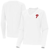 Philadelphia Phillies Antigua Women's Varsity Tri-Blend V-Neck Long Sleeve T-Shirt Discount
