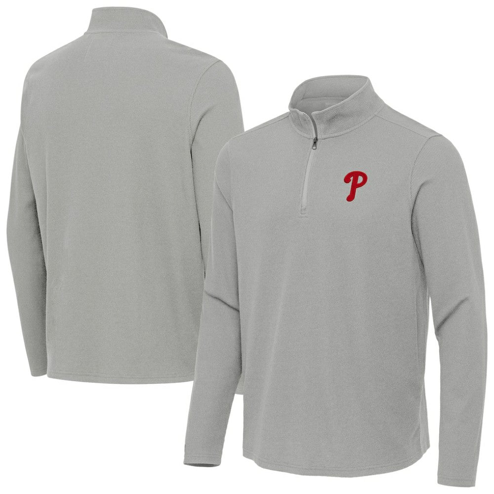Philadelphia Phillies Antigua Sync Tri-Blend Quarter-Zip Pullover for sale