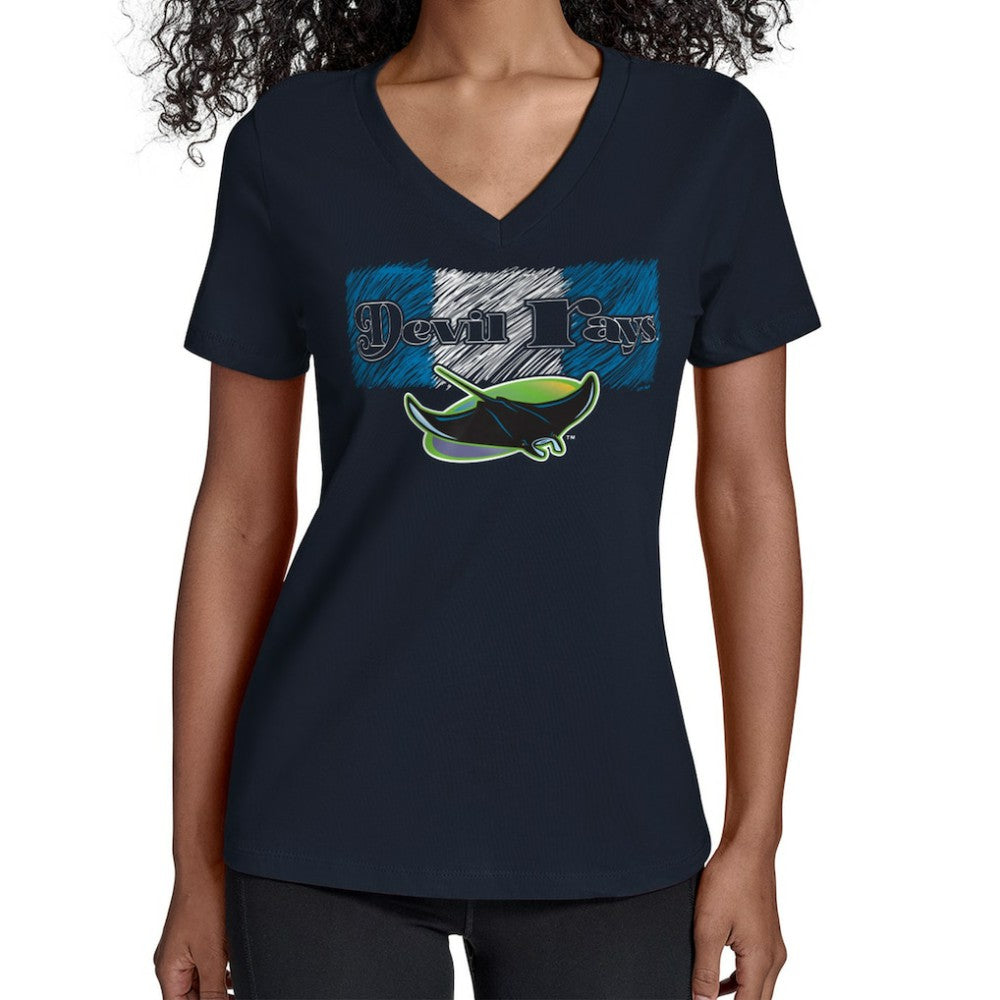 Tampa Bay Rays Starter Women's Team Color Shading V-Neck T-Shirt Outlet