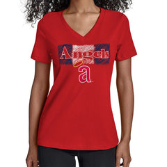 Los Angeles Angels Starter Women's Team Color Shading V-Neck T-Shirt Online