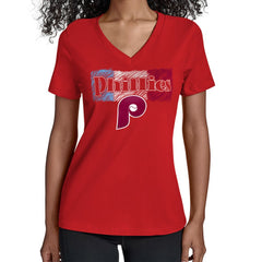 Philadelphia Phillies Starter Women's Team Color Shading V-Neck T-Shirt Discount