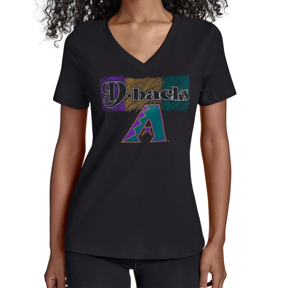 Arizona Diamondbacks Starter Women's Team Color Shading V-Neck T-Shirt Sale