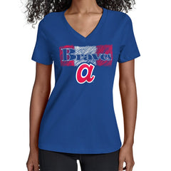 Atlanta Braves Starter Women's Team Color Shading V-Neck T-Shirt for sale