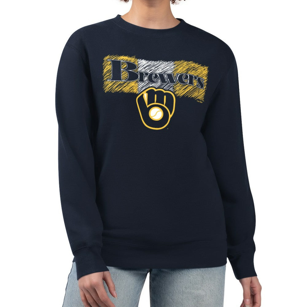 Milwaukee Brewers Starter Women's Team Color Shading Fleece Pullover Sweatshirt for sale